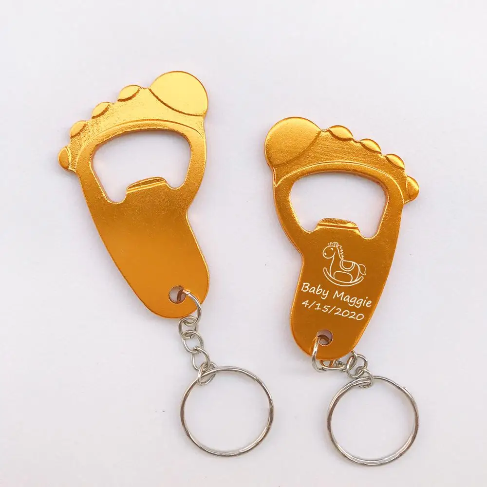 Персонализированные Baby Shower Favor для мальчиков и девочек брелок ключей открывалка