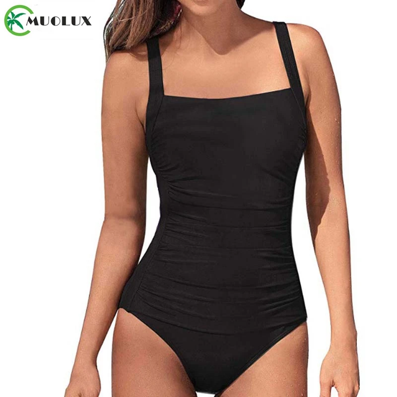 Купальник размера плюс Женский цельный купальник 2020 бикини с принтом бандо