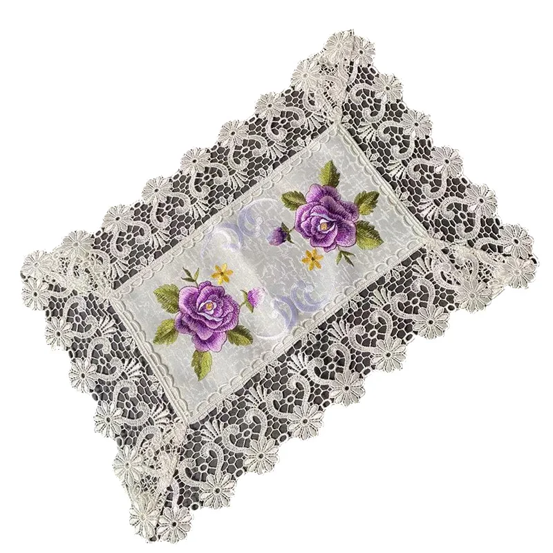 

New Purple Rose Hollow Embroidery Placemat Cup Mug Tea Pan Coaster Kitchen Dining Table Place Mat Lace Doily Wedding Drink Pad