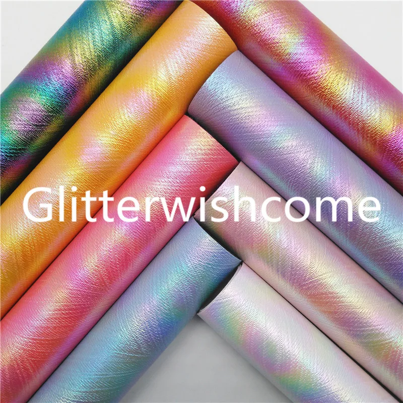 Винил Glitterwishcome размера A4 21 х29 см для бантов радужная тисненая кожаная ткань листы
