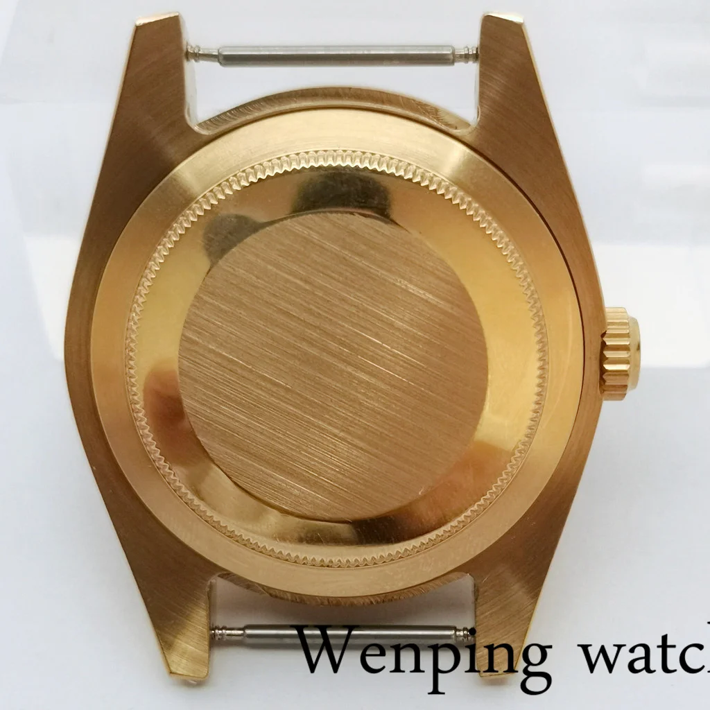 Чехол с сапфировым стеклом золотистого цвета 36/40 мм подходит для NH35A NH36A ETA 2836 MIYOTA