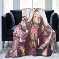 nezuko chan anime sherpa blanket soft fleece flannel blanket king size blanket cute kawaii blanket for girls home bed sofa decor