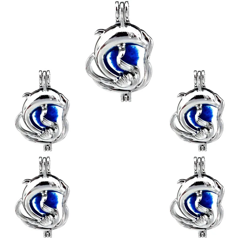 5 шт. открывающийся Дельфин и птица медная фазовая коробка ожерелье медальон