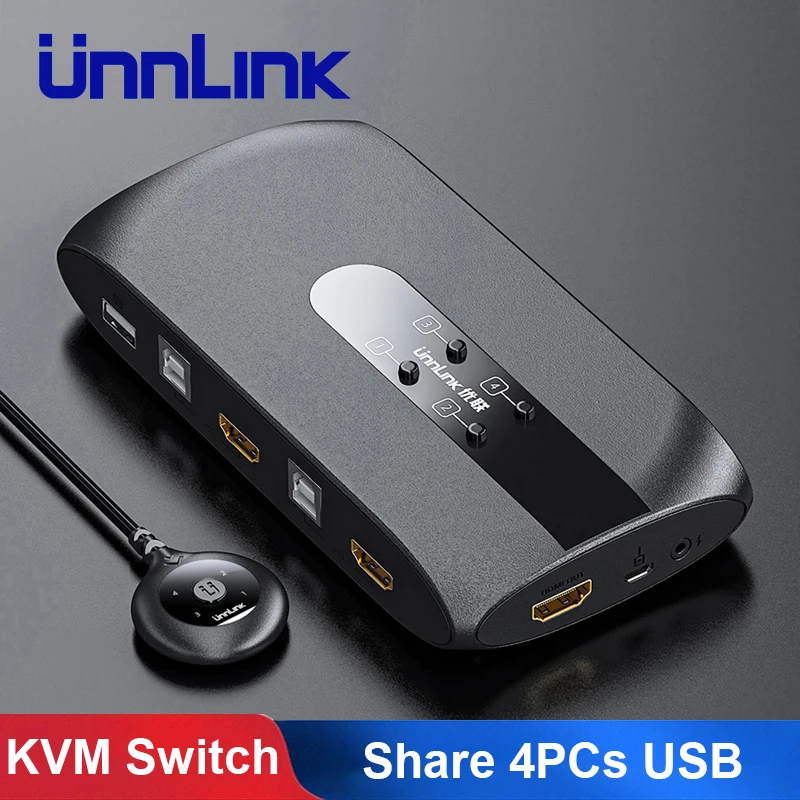Квм переключатель Unnlink 4K HDMI совместим с удлинителем 4 шт. компьютерные ноутбуки