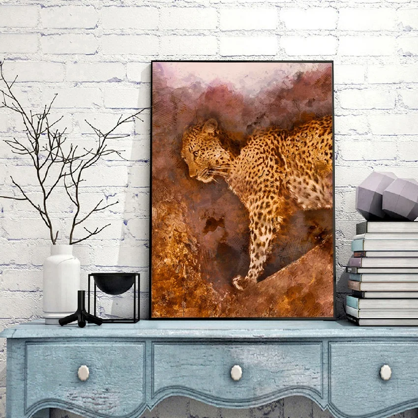 

Modern Animals Leopard Photography Hanging Wall Art Print Picture Canvas Painting Home Decor Poster for Living Room Bedroom