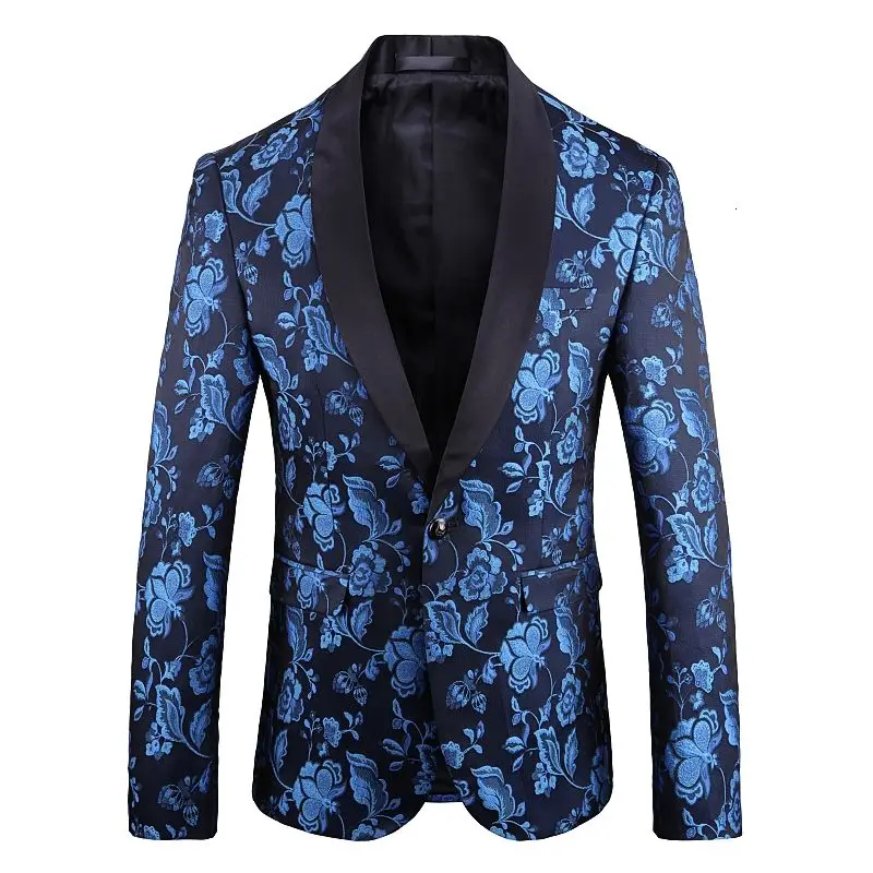 

Jacket Jacquard Bronzing Floral Blazer Men Party Stage Singer Costume Homme Blazers Para Hombre 2021 Spring Groom Wedding Blazer