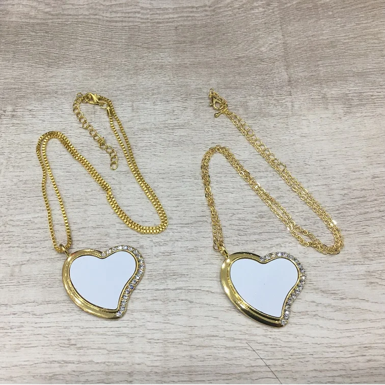 30 pcs New Arrival Cheap Sublimation Blanks Metal Necklace  Jewelry Heart Shape  Pendant Blanks for Custom Promotion Gifts