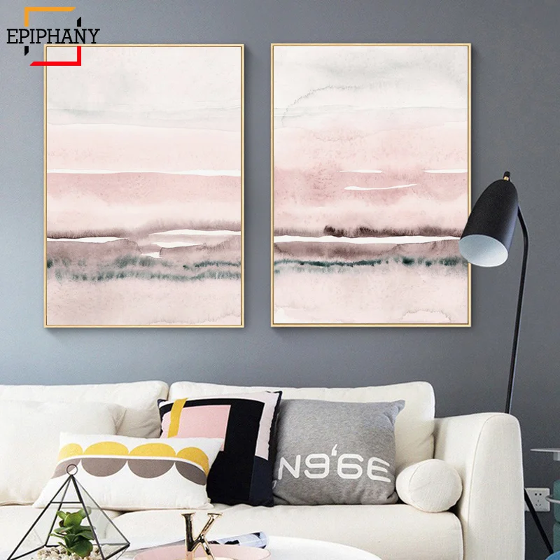 Настенная картина абстрактный настенный постер розового и серого цветов в