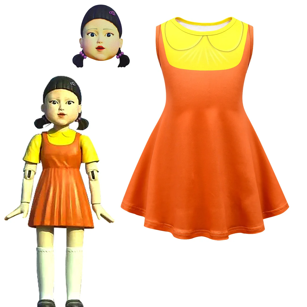 Новый стиль популярная игра кальмар Детский костюм 123 Кукольное платье Косплей