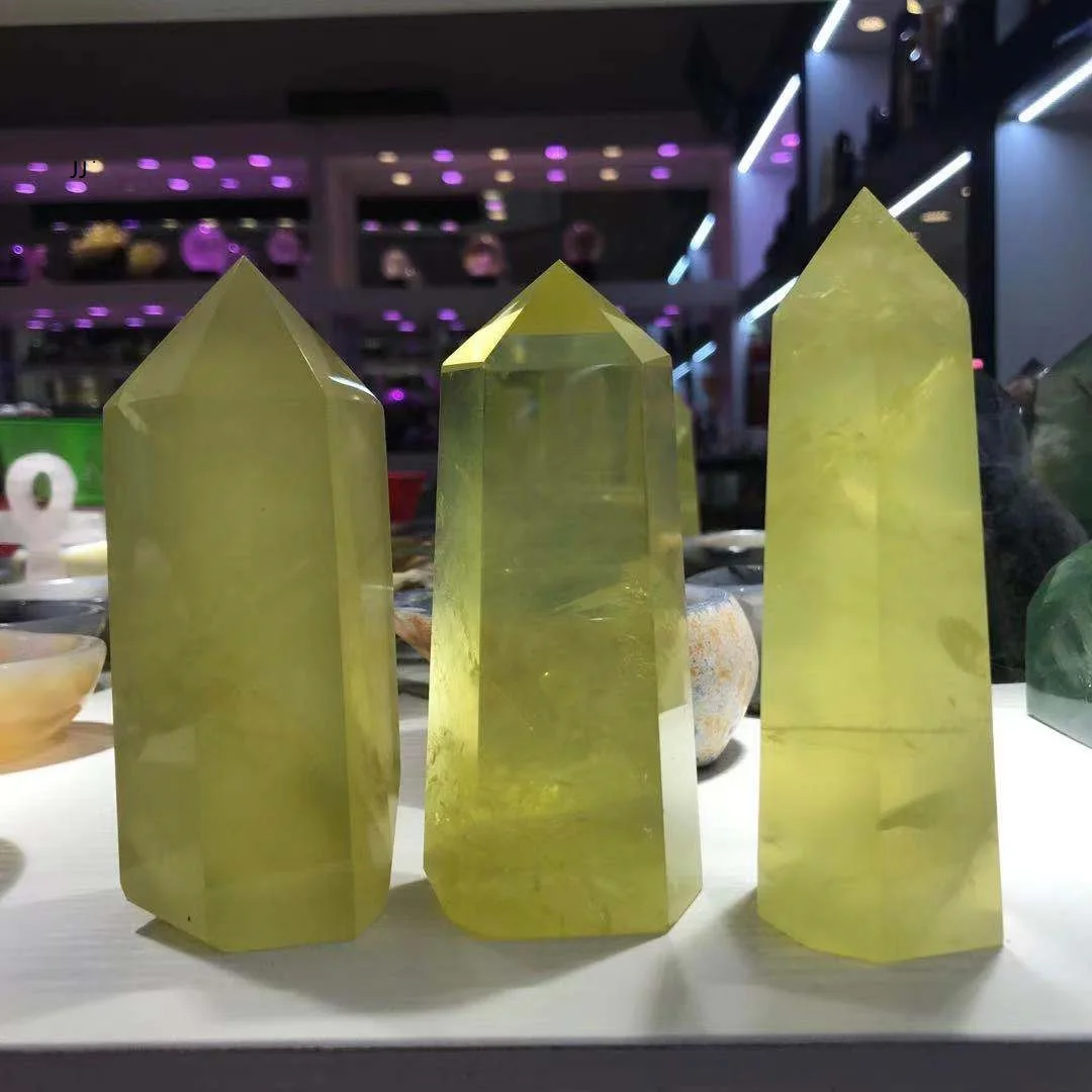 

Natural yellow crystal six prism,Color stone with strong energy and magnetic field, display decoration, ward off evil spirits