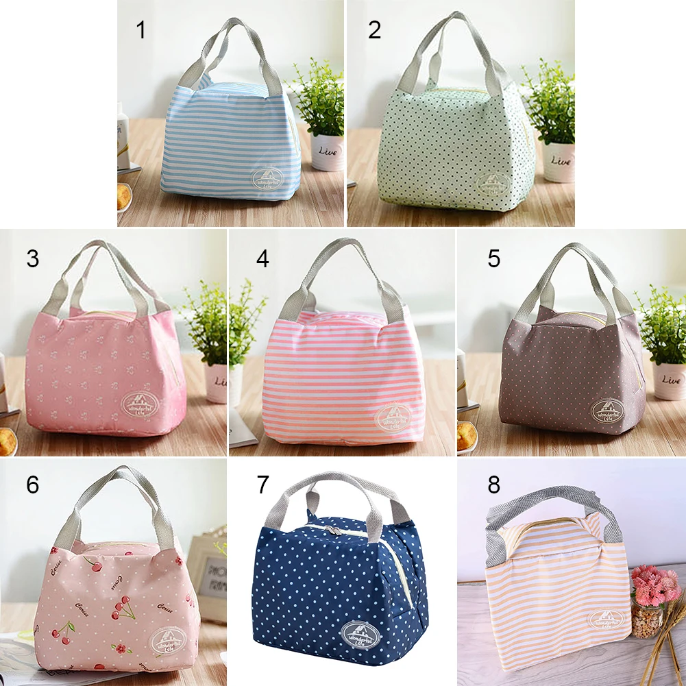 Портативный изолированный ланч-мешки для женщин дети полосатый цветочный