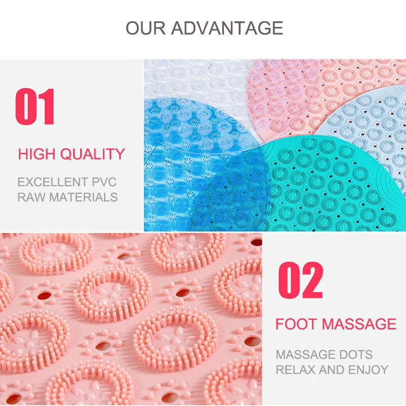 round non slip bath mat safety shower pvc bathroom mat with drain hole plastic massage foot pad bathroom accessories set free global shipping