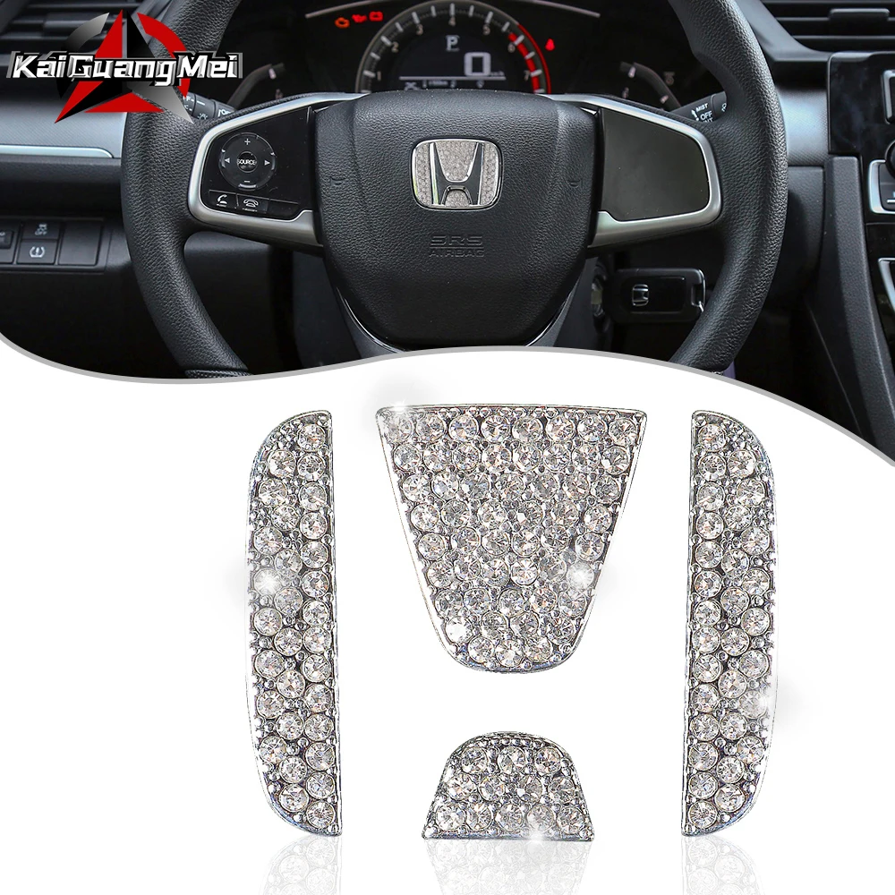 

For Honda Steering Wheel Rhinestones Decoration Stickers Bling Bling 3D Diamond sticker Honda Auto Style decoration accessories