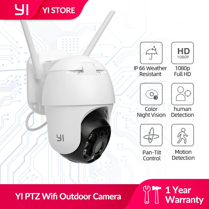 YI PTZ Wi Fi/PoE Открытый Камера 1080P цифровой зум Авто AI человека отслеживание IP ИК