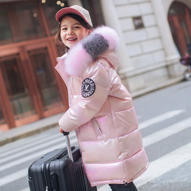 2023 Winter Down Jacket For Girls Coat Waterproof Shiny Hooded Children Outerwear Clothing 5-14 Year Teenage Kids Parka Snowsuit images - 6
