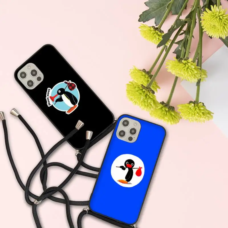 

Noot noot pingu Phone Case For iPhone 7 8 11 12 X XS XR MINI Pro Max Plus Strap Cord Chain Lanyard soft
