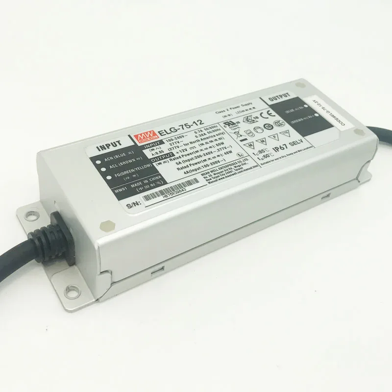 UL IP67 75 Вт 100 150 200 Светодиодный драйвер MeanWell адаптер переменного тока 220 в 240 В 12 24