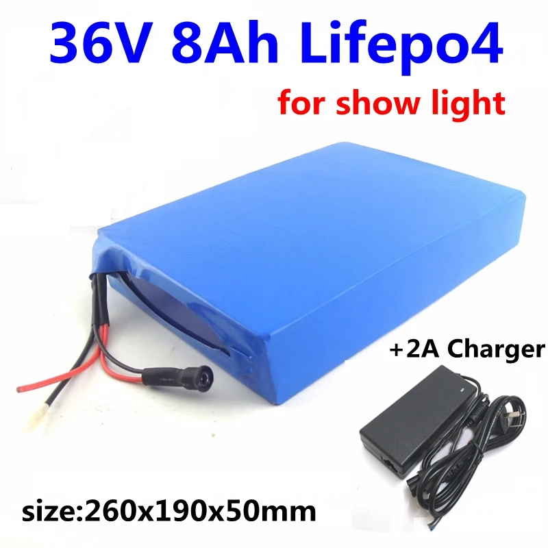 

36V and 8ah LiFePO4 batteries, lithium and iron phosphate batteries and BMS 600W display lamp power supply, charger