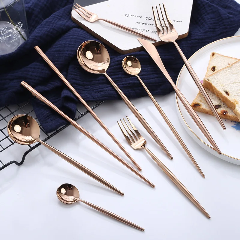 Набор зеркальных столовых приборов вилки ложки Ножи Посуда набор серебряных