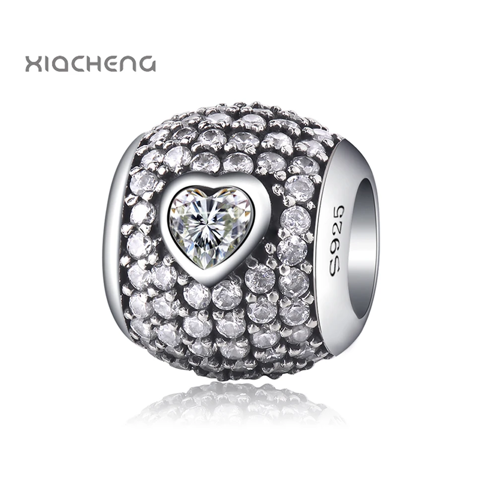 

Diy 925 Sterling Silver Beads Charms Charms with Love Big CZ Beads for Women Original Pandora Bracelets & Bangles Jewelry YBD323