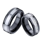 Классические двухцветные черные Серебряные парные обручальные кольца для мужчин и женщин ювелирные изделия для влюбленного брака