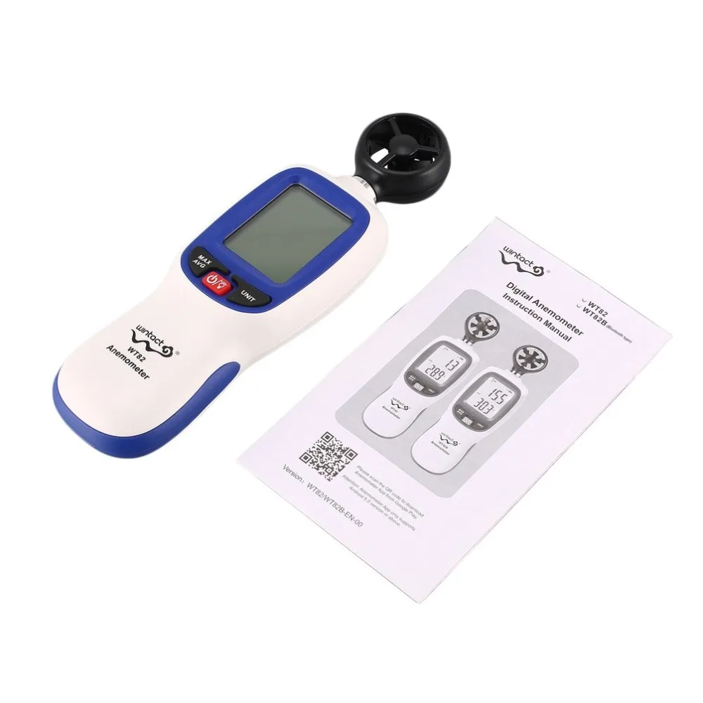 WINTACT WT82 цифровой анемометр хранение данных температура/скорость ветра Анемометр