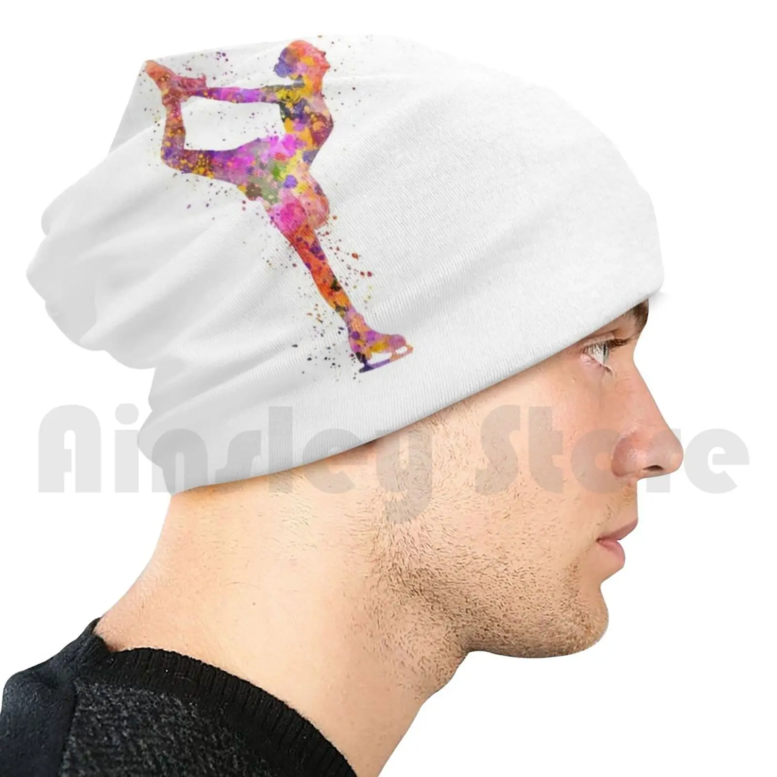 Вязаная шапка для фигурного катания 2 в акварель с брызгами | Аксессуары одежды