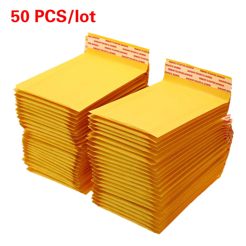 50 PCS/Lot Kraft Paper Bubble Envelopes Bags Different Specifications Mailers Padded Shipping Envelope With Bubble Mailing Bag 
