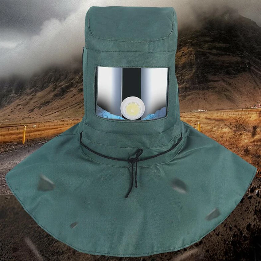 Full Face Protective Hat with Breathing Valve Replaceable PC Lens Neck Elastic Rope Canvas Industry Anti-dust Cap | Безопасность и