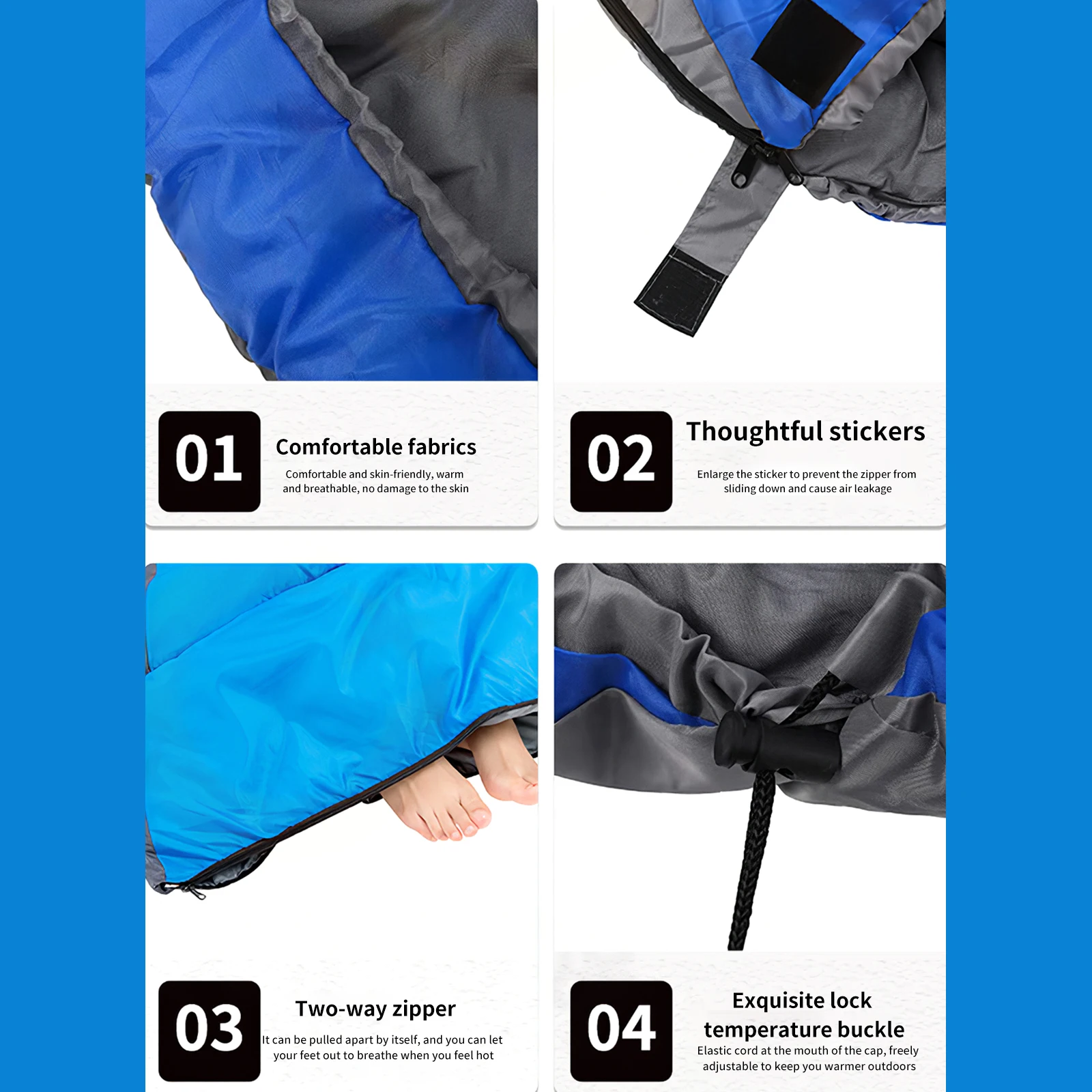 

Adult Sleeping Bag Wearable Sleeping Bag Lightweight Sleeping Bag With Hands Feet Opening Zipper Closure Cotton Padding Storage