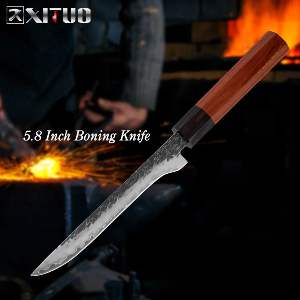 Boning Knife XITUO три-слой композита Сталь шеф-повара Ножи ручной ковки китайский нож Острый кухонный топорик Santoku кирицукэ утилита Пособия по кулинарии инструменты - Цвет: Boning Knife