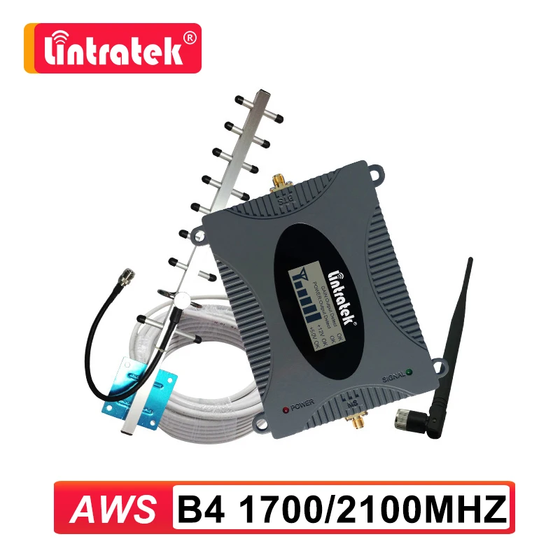 Lintratek повторитель AWS 1700mhz 3G 4G усилитель UMTS 1700/2100 B4 Celular Сигнала Антенна Yagi 10m набор