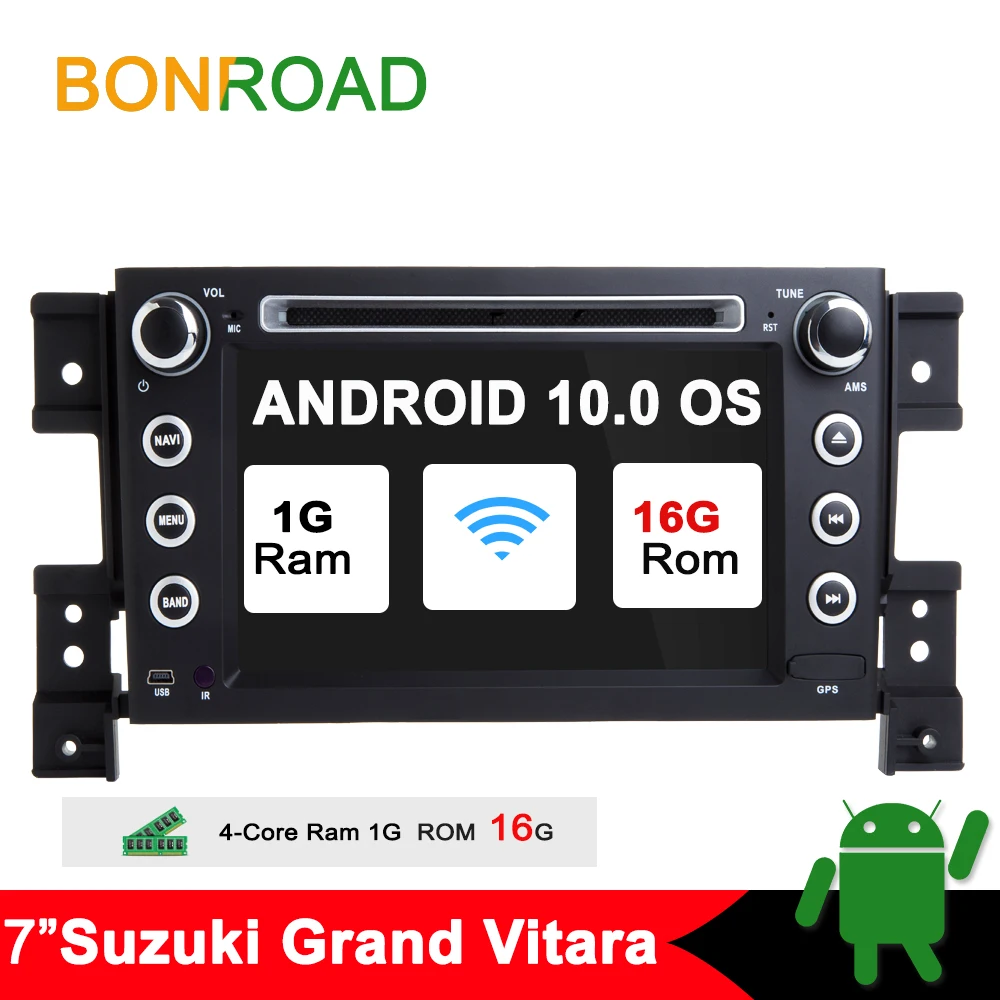 7inch 1G 16G Bonroad Android 10,0 Автомобильный мультимедийный плеер для Suzuki grand vitara 2007-2011 радио gps навигация автомобильный Аудио Видео плеер 2G+ 16G - Цвет: 7inch 1G 16G