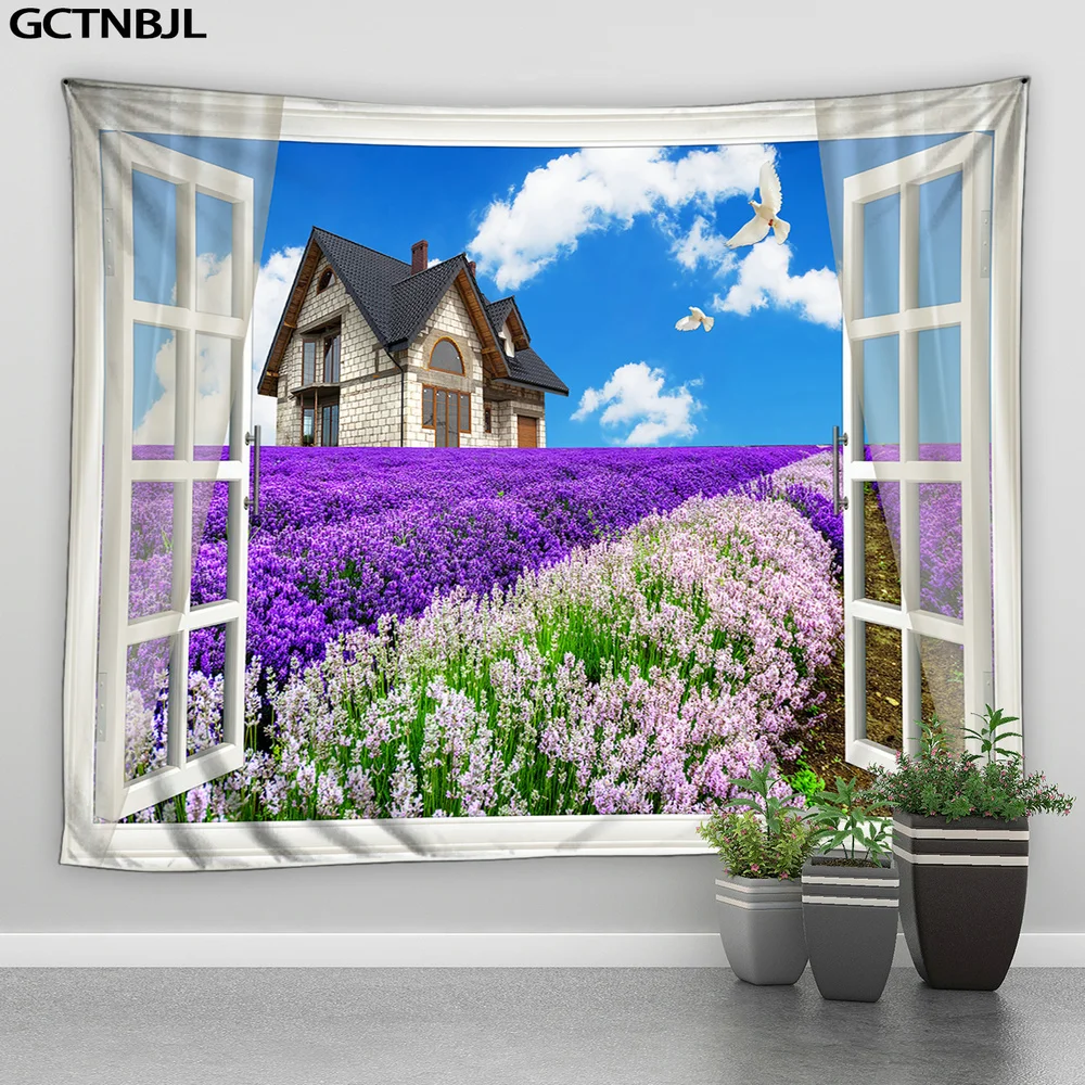 Гобелен с пейзажем Window озеро природный пейзаж Зимний лес Лондон Биг Бен