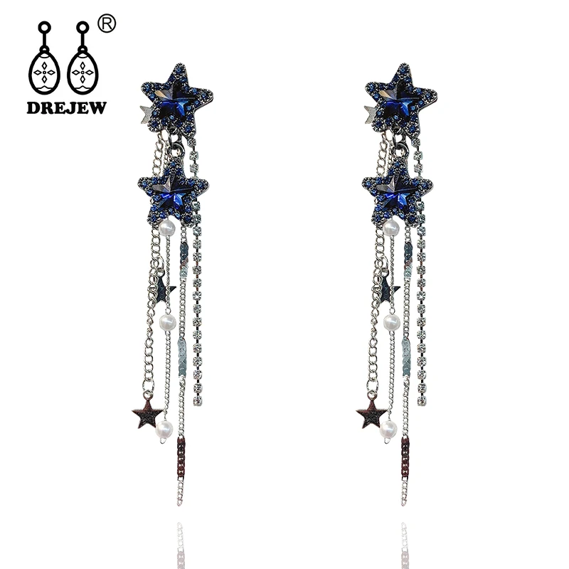 DREJEW синие зеленые золотые серьги капельки для женщин Длинные Винтажные висячие с