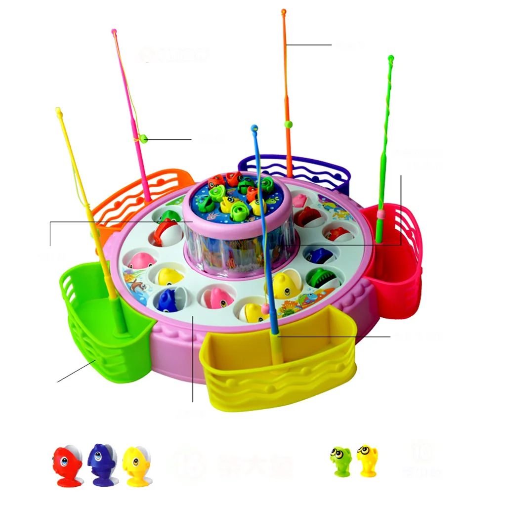 

Magnetic Fishing Game Electric Spinning Fish Board w/ Light Flashing Music Sound Kids Pretend Game Toys Xmas Gift