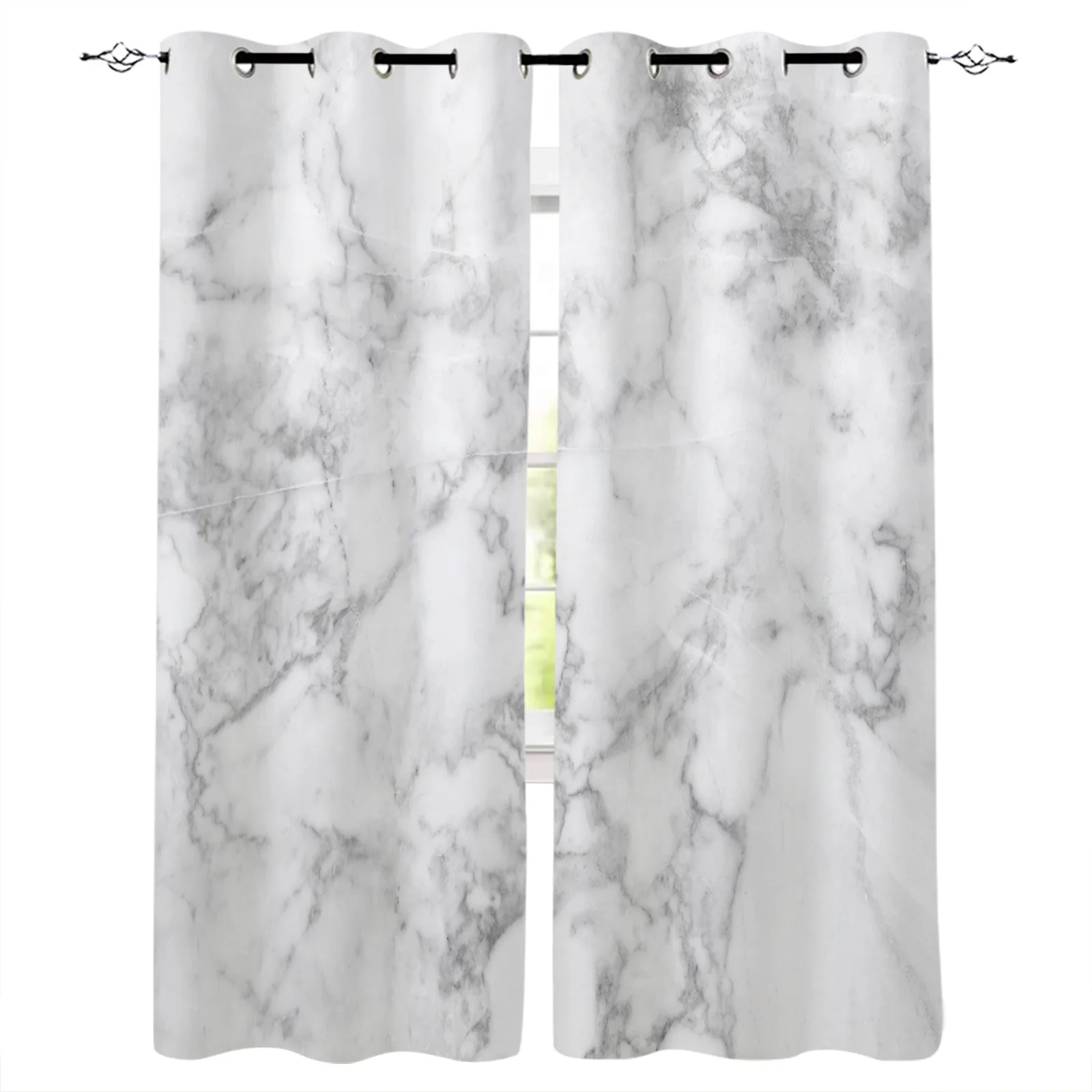 

White Marble Texture Bedroom Kitchen Curtain Modern Home Decoration Children Window Curtains for Living Room Decorative
