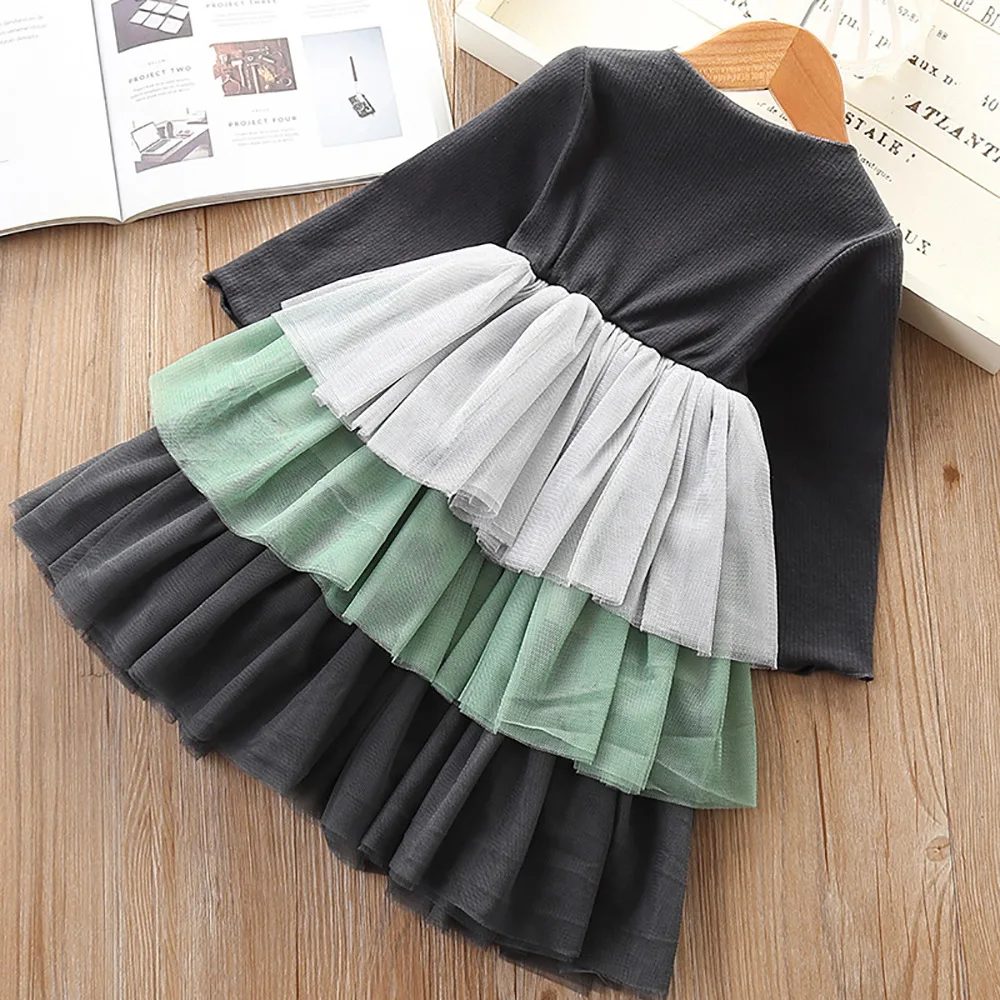 Baby Girl Dress Long Sleeve Layered Lace Princess Dresses Casual Clothes Birthday Party Newborn Infant Girls | Детская одежда и
