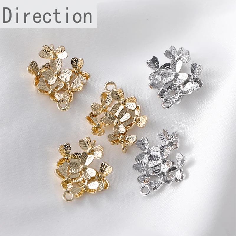 

Color 14K bag gold double hanging leaf flower cluster pendant DIY handmade earrings necklace bracelet material accessories