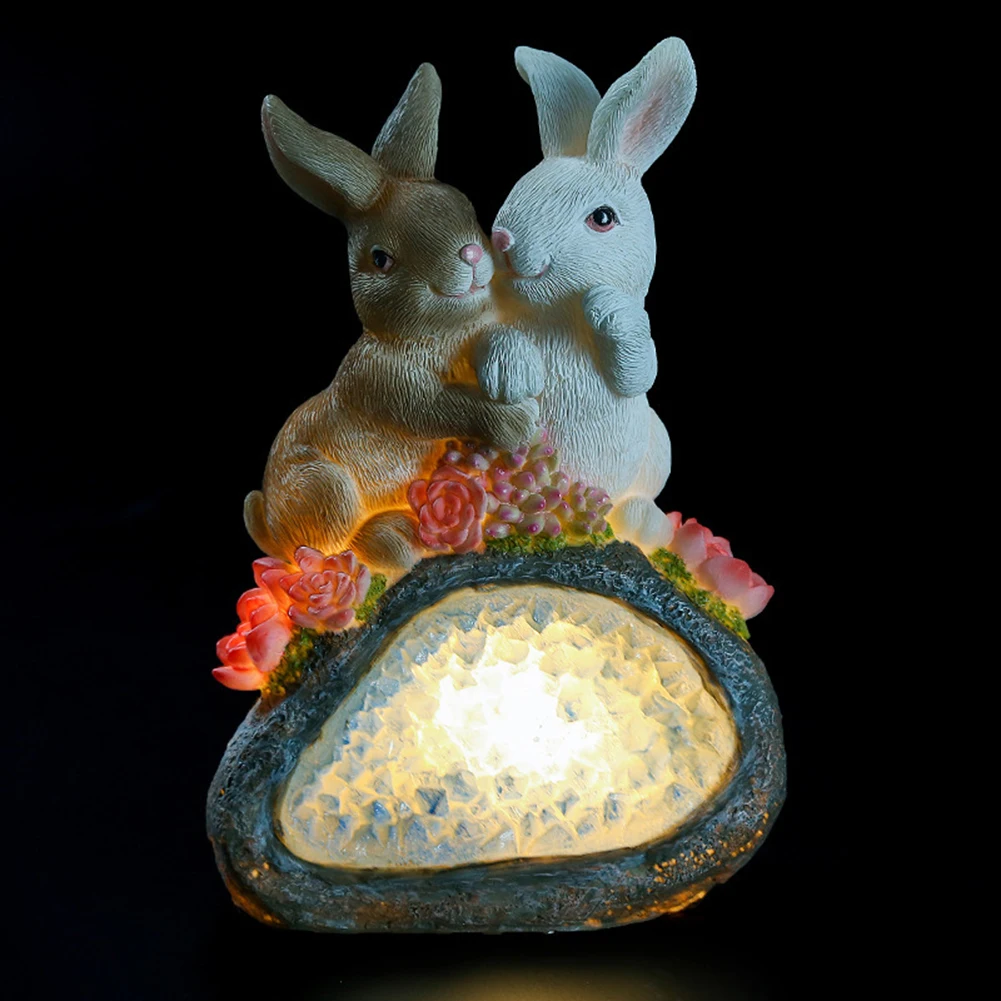 

Светодиодный солнечный свет с кроликами; Форма светильник смолы мультфильм Ремесло Водонепроницаемый Открытый Садовая лужайка ставки лам...