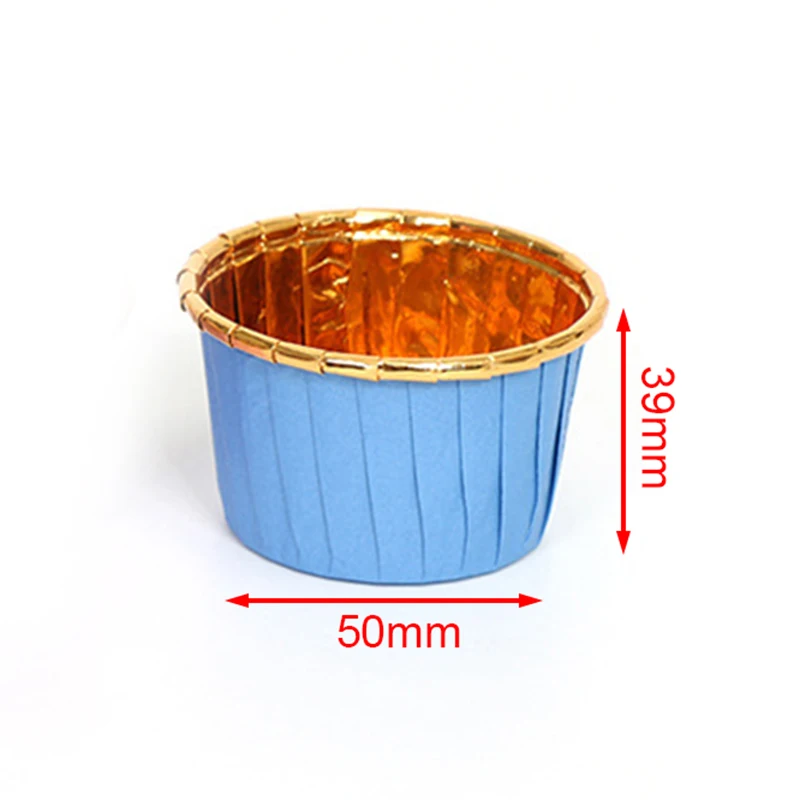 

50Pcs Large Double Color Aluminum Foil Cupcake Liner DIY Cake Baking Wrapper Wedding Muffin Paper Cup Tray Case