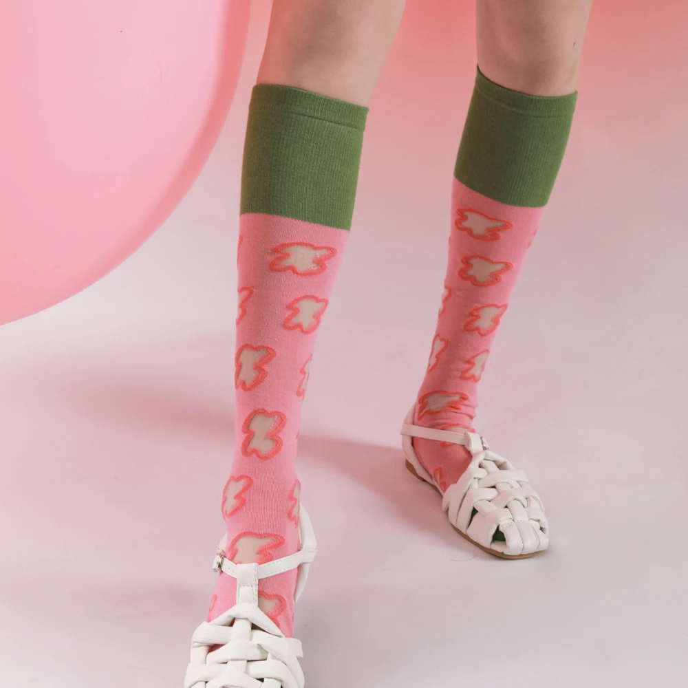 

Personality Sweet Thin Glass Silk Streetwear Korean Women's Socks Hosiery Calf Socks Flower Socks
