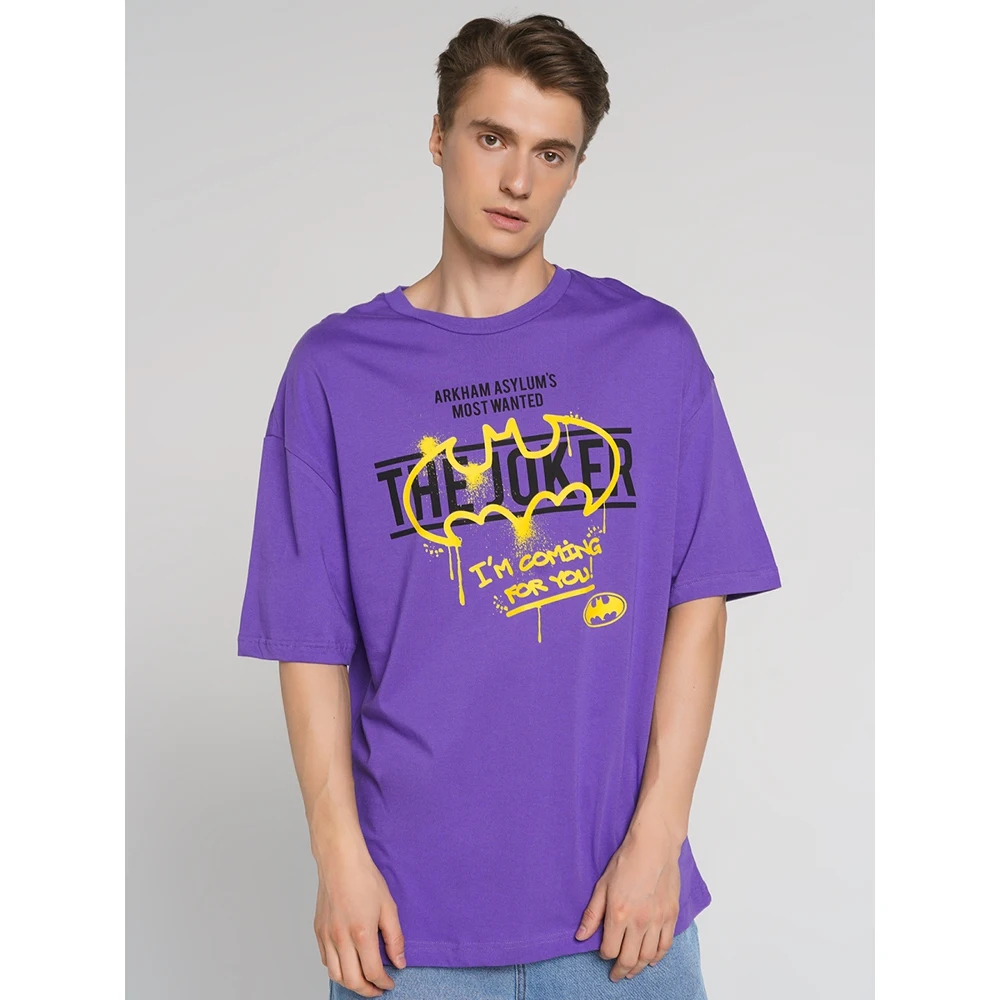 Футболка с коротким рукавом TBOE для мужчины 100% Хлопок фиолетовый | Мужская одежда