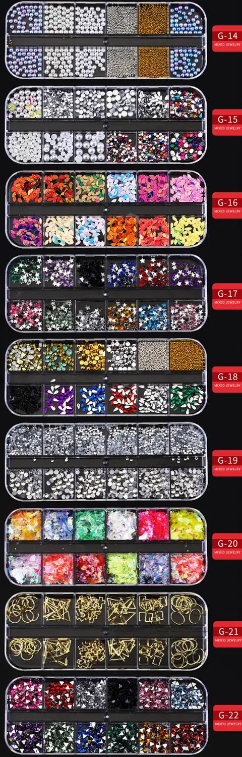 1 коробка Стразы для ногтей 3D кристалл AB стеклянные камни смешанные цвета сделай