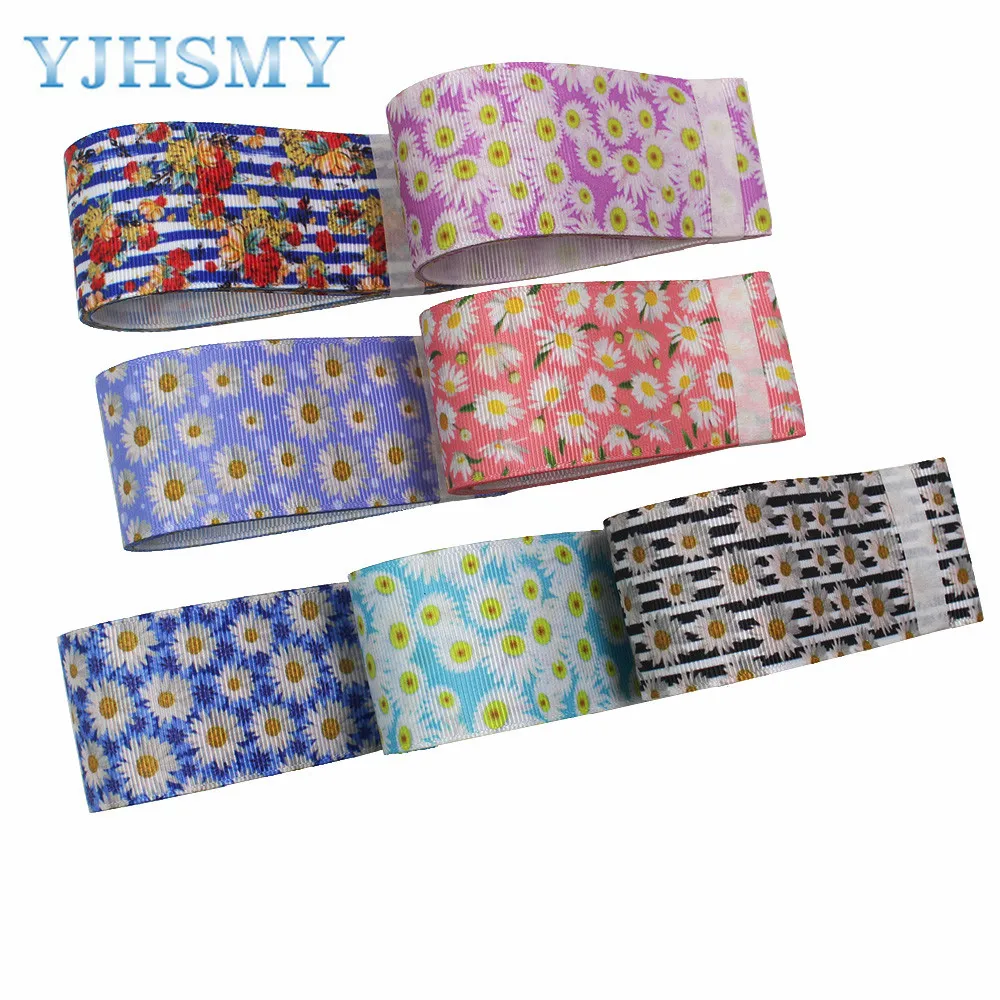 YJHSMY L 20116 72 38 мм 10 ярдов Цветок термопечать ленты grosgrain Бант колпачок DIY аксессуары