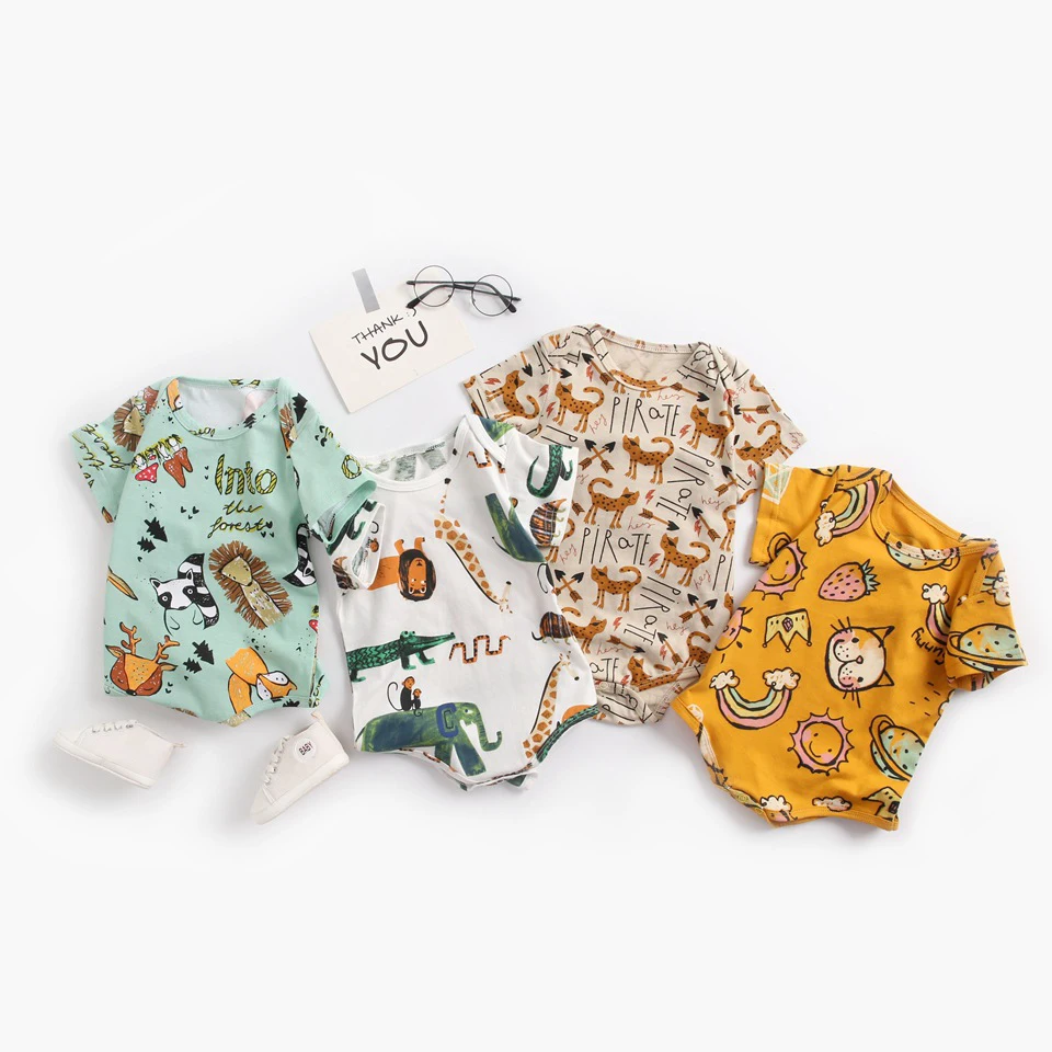 

0-24M Summer Newborn Baby Girl Boys Romper Jumpsuit Bodysuit Clothes Cartoon Fashion cartoon cute Animals Print