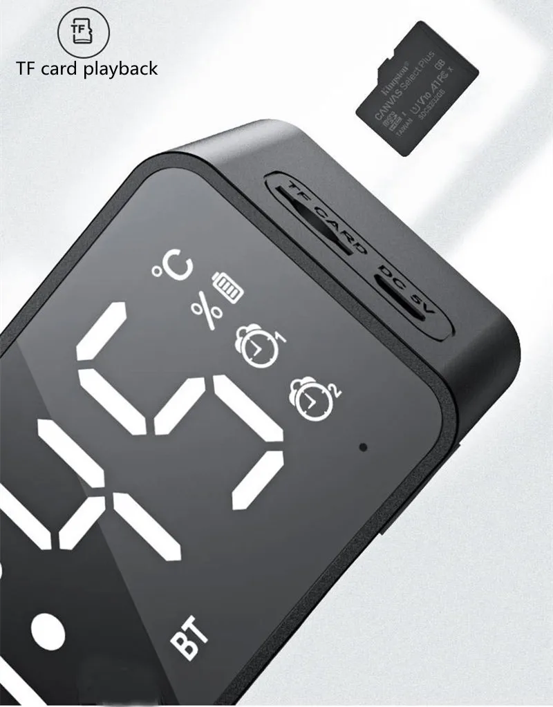 Зеркальный будильник портативный мини-динамик Bluetooth-динамик беспроводной карта