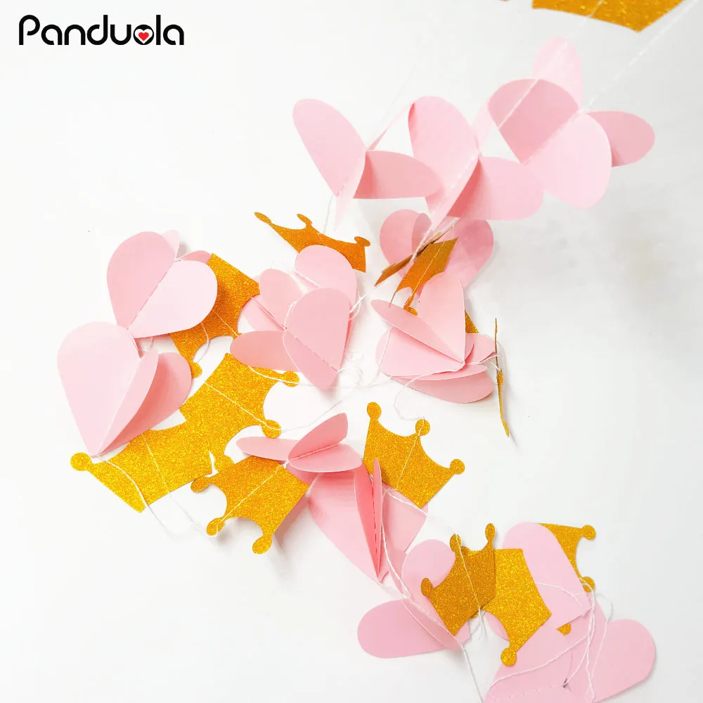 22 шт./лот 2 м розовое золото блестящая бумага в форме сердца гирлянда баннер для