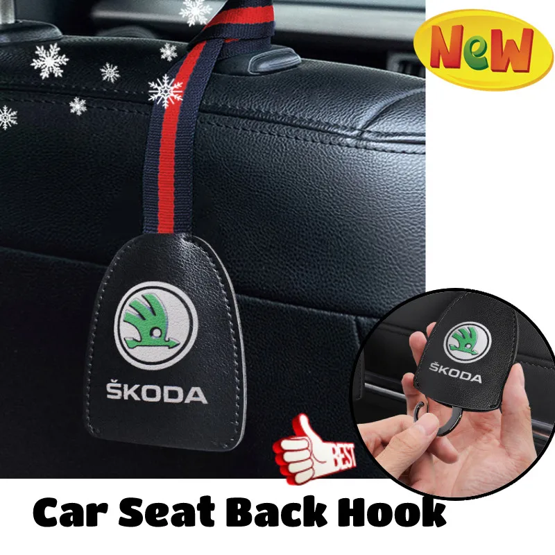 

Car Decoration Leather Logo Seat Back Hook Portable Hanging Bag Rack For Skoda Octavia A2 A5 A7 Fabia Rapid Superb Interior