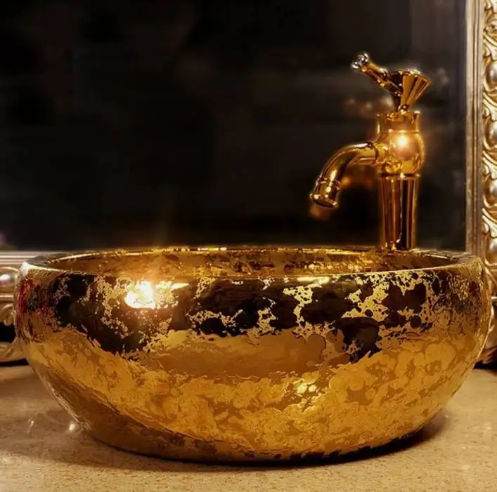 

Golden sink and faucet set
